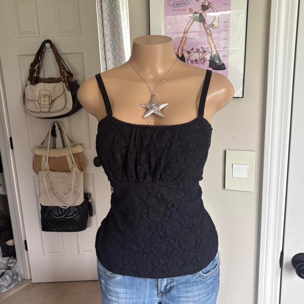 Y2K 2000s Black Lace Cami tank Top